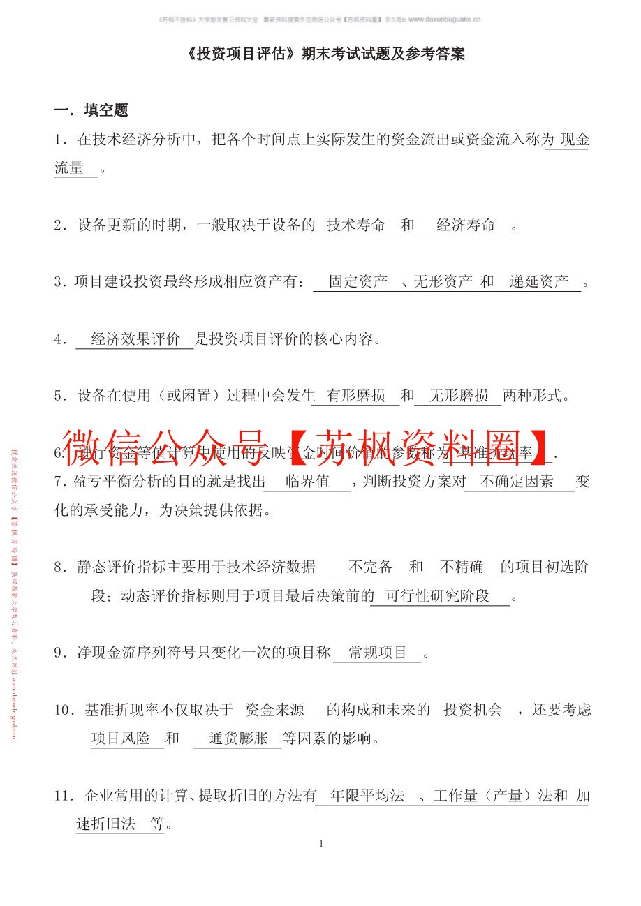 投资项目评估